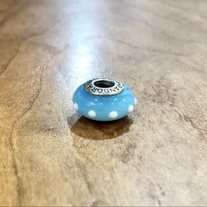 Pandora Light Blue and White Dots Glass Bead